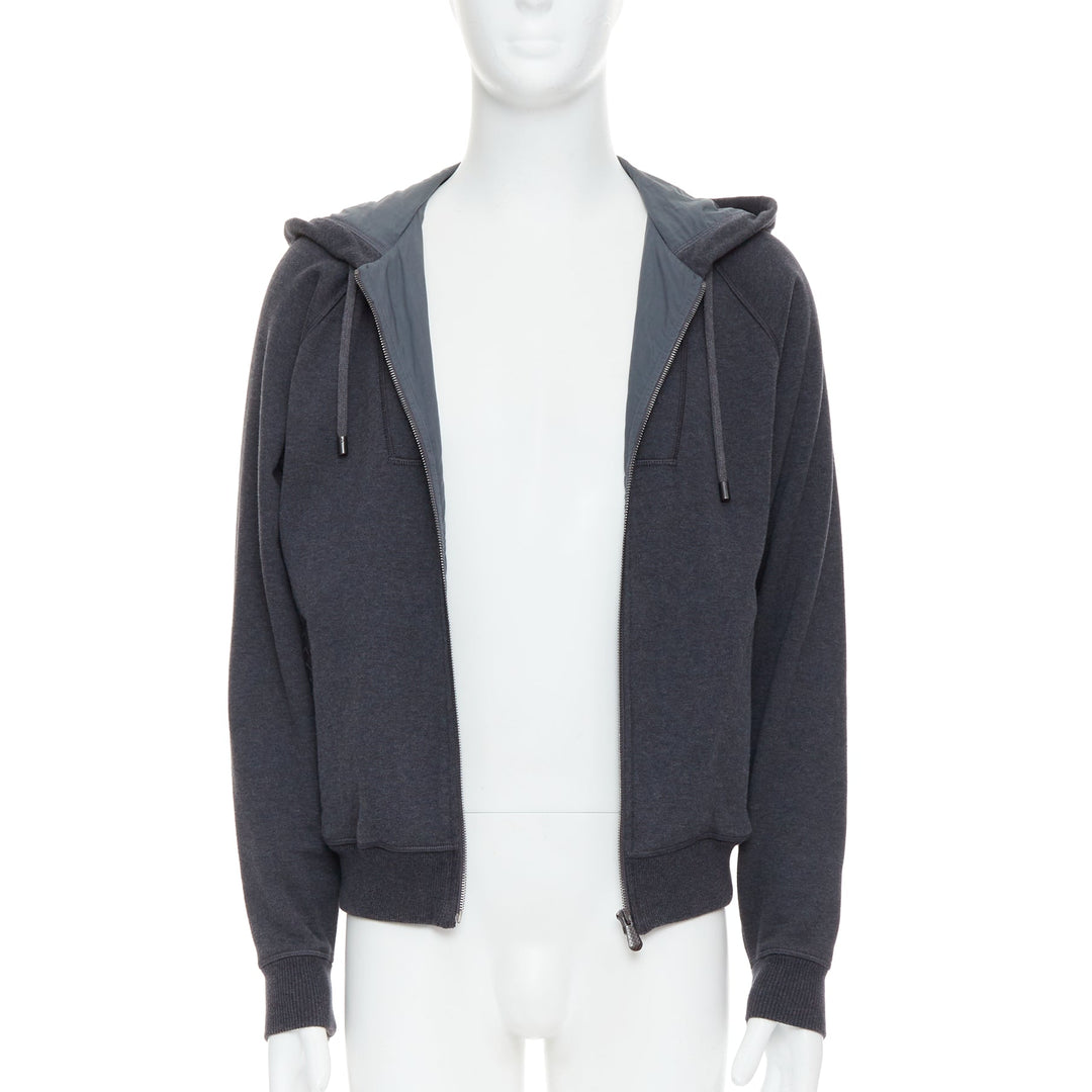 Male mannequin wearing Bottega Veneta Grey Cotton Men Hoodies in Size IT46 | Available at JHROP