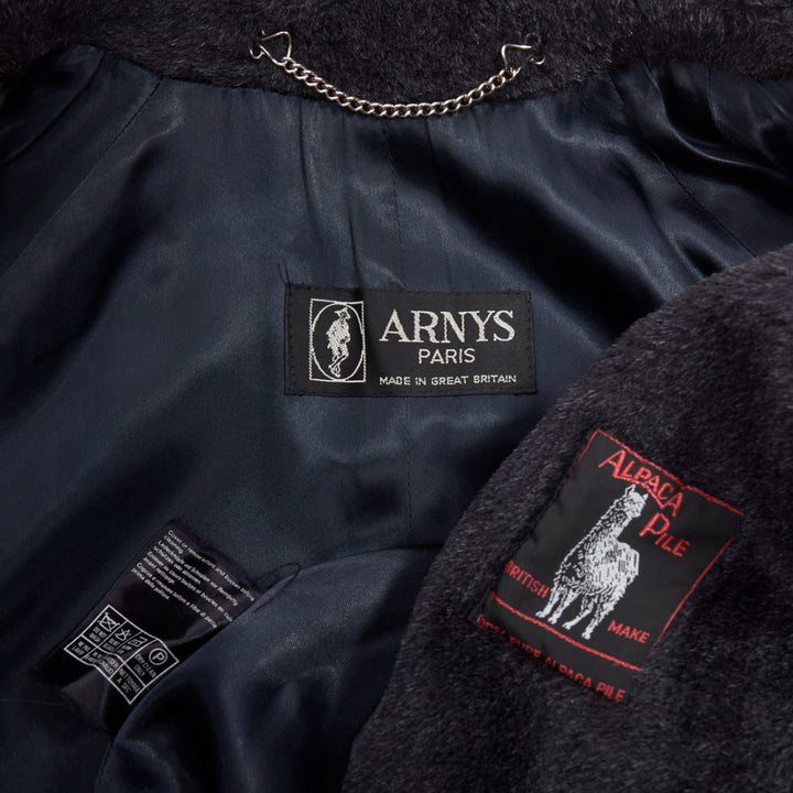 ARNYS PARIS 100% alpaca wool grey double breasted long pile coat