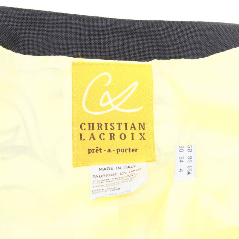 CHRISTIAN LACROIX Vintage yellow black Matador embroidery cropped jacket IT38 XS