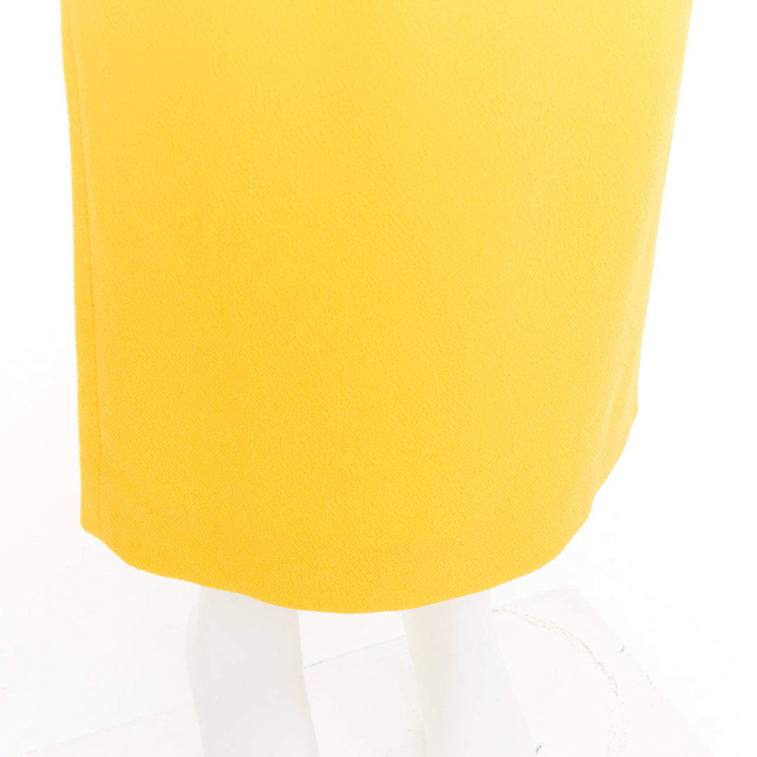 EMILIA WICKSTEAD yellow double crepe high waisted darted pencil skirt UK8 S