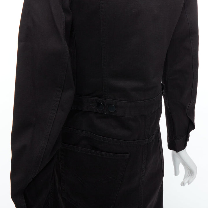 MAISON MARGIELA Line 6 Vintage black cotton carpenter midi dress IT38 XS