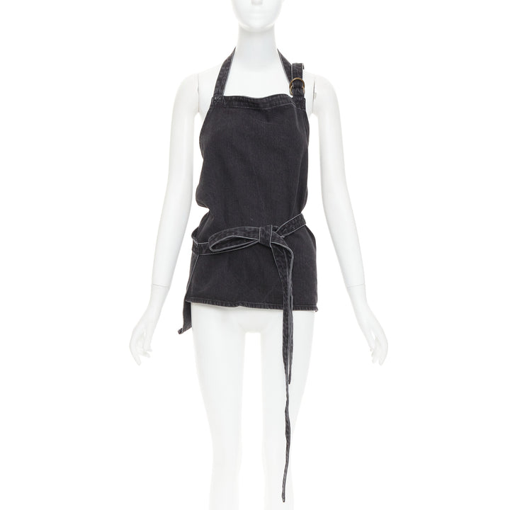 BALENCIAGA Demna 2016 washed grey denim front tie apron¬†top FR36 S