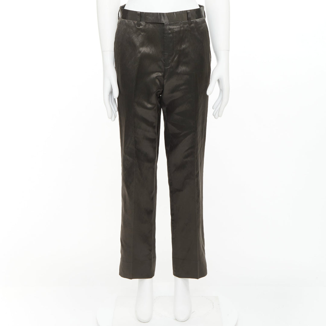 LANVIN bronze cupro blend silky high waist cropped dress wide pants FR46 S