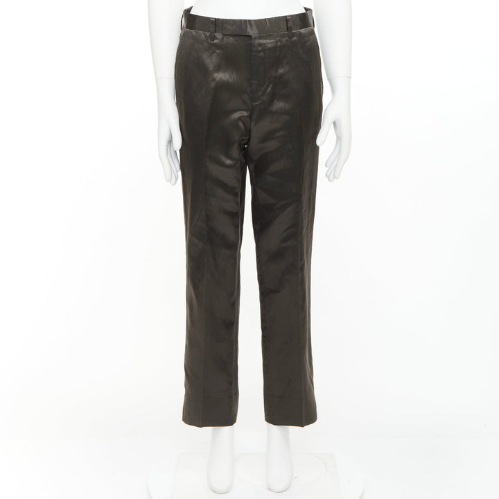 LANVIN bronze cupro blend silky high waist cropped dress wide pants FR46 S