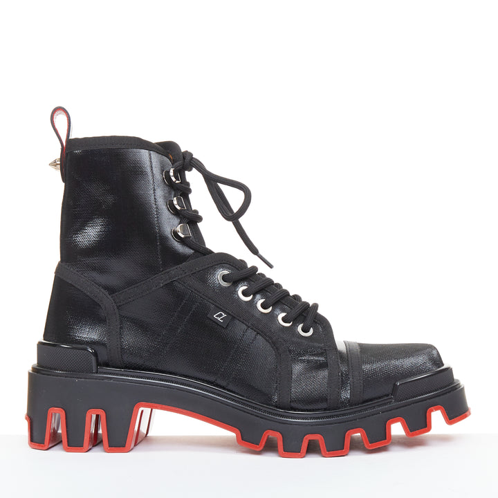 CHRISTIAN LOUBOUTIN Panaroot Dune 40 black canvas platform ankle boots EU43 US10