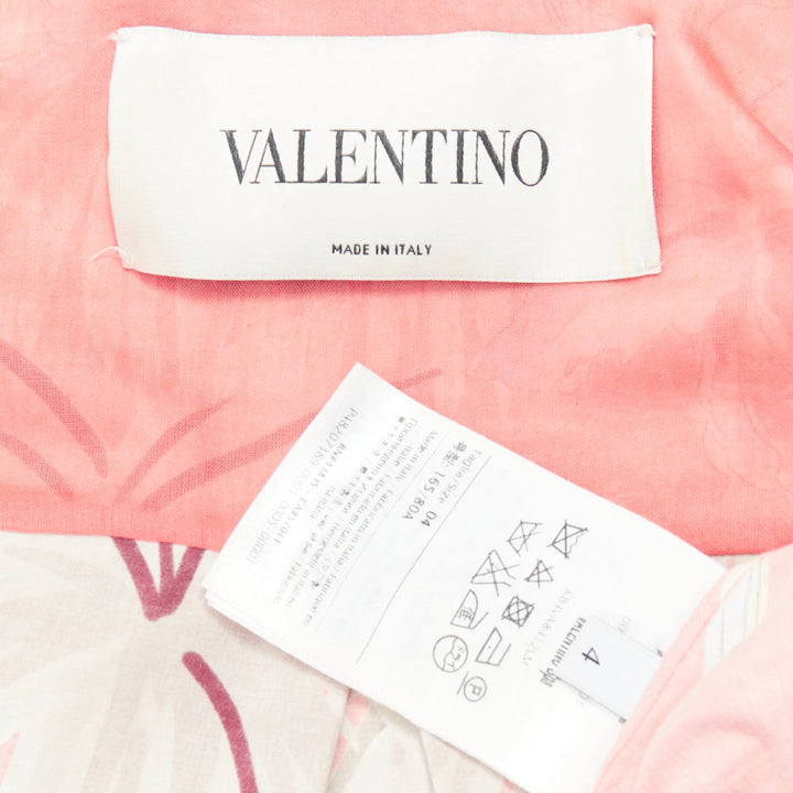 VALENTINO Hawaiian Couture Ruway coral tropical applique shirt dress Sz4 S