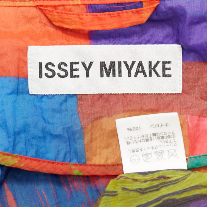 ISSEY MIYAKE multicolor rainbow geometric printed pleated coat dress JP2 M
