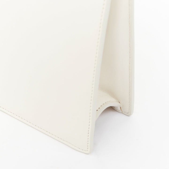 SAINT LAURENT Lutetia gold bar off white smooth leather clutch bag