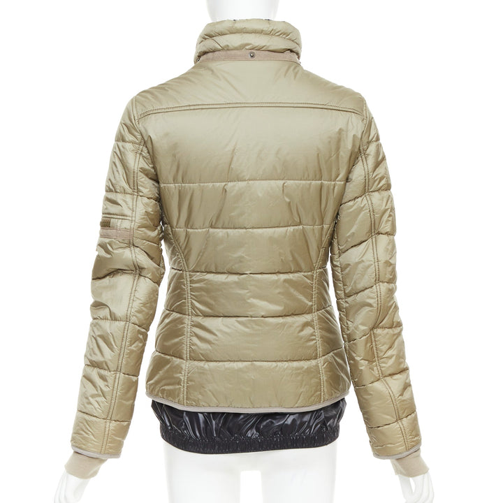 FRAUENSCHUH Limited Edition handcrafted khaki nylon zip snow puffer jacket XS
