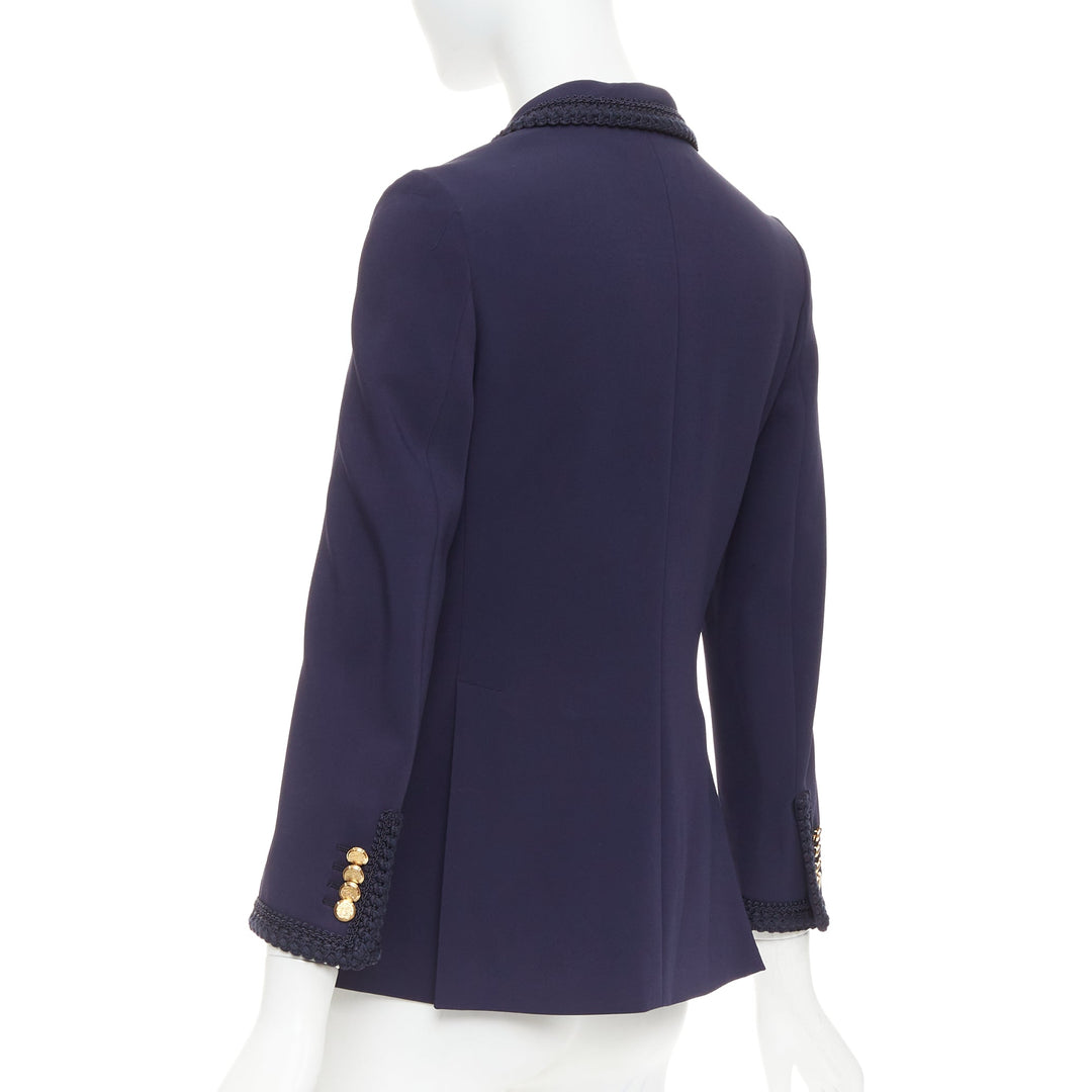GUCCI 2019 Passimentarie Trim Cady navy embroidery military blazer IT36 XXS