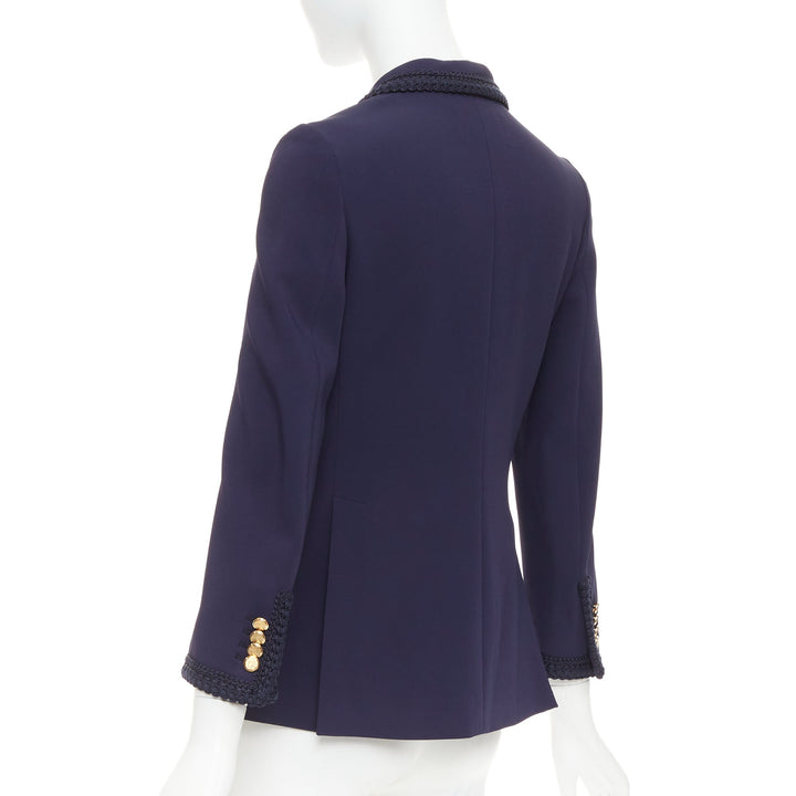 GUCCI 2019 Passimentarie Trim Cady navy embroidery military blazer IT36 XXS