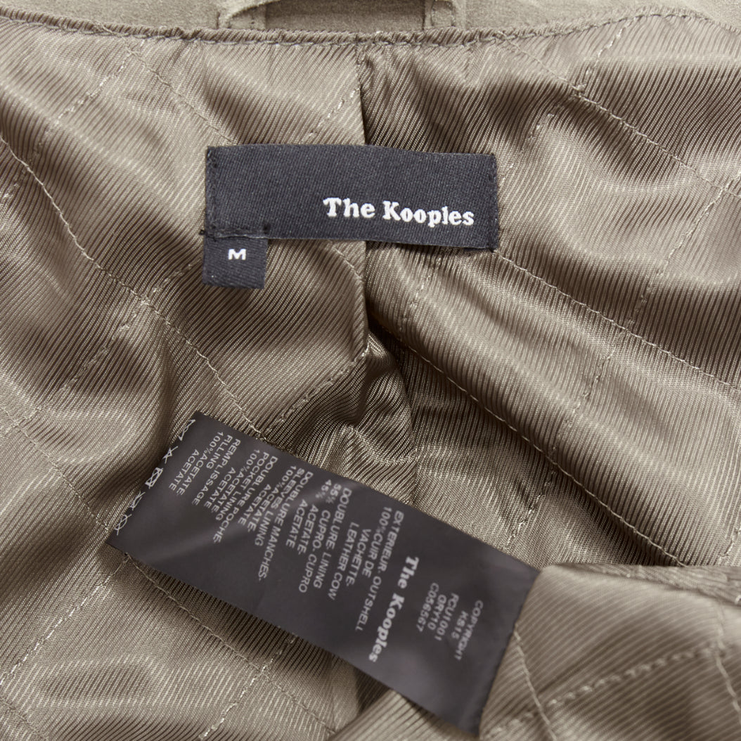 THE KOOPLES taupe cow suede leather western fringe belted biker jacket M
