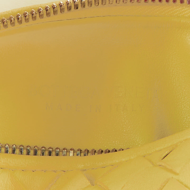 BOTTEGA VENETA Jodie Mini pastel yellow lambskin intrecciato woven knot hobo bag