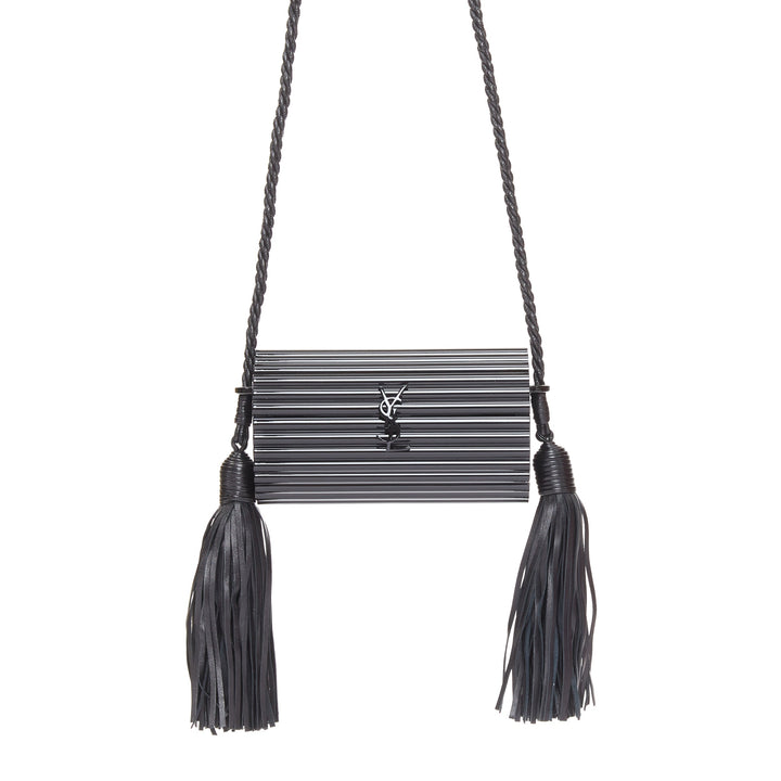 SAINT LAURENT 2016 Opium Box black plexiglass tassel minaudiere box clutch bag