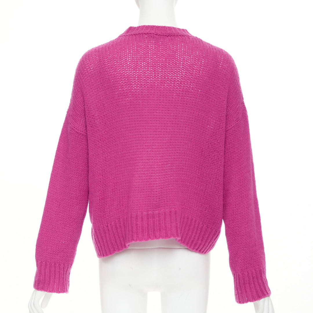 DIOR 2024 Runway Miss Dior magenta pink black logo cashmere silk sweater FR34 XS