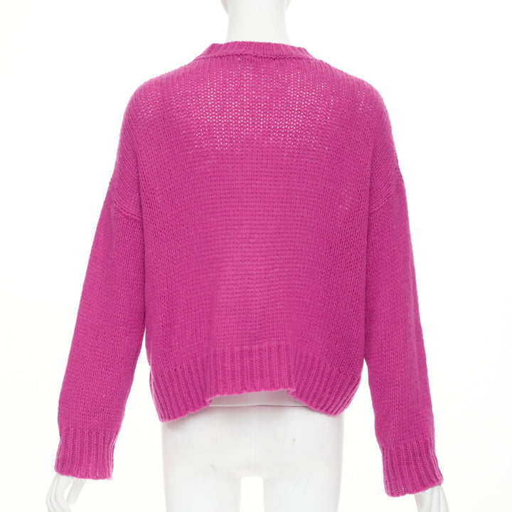 DIOR 2024 Runway Miss Dior magenta pink black logo cashmere silk sweater FR34 XS