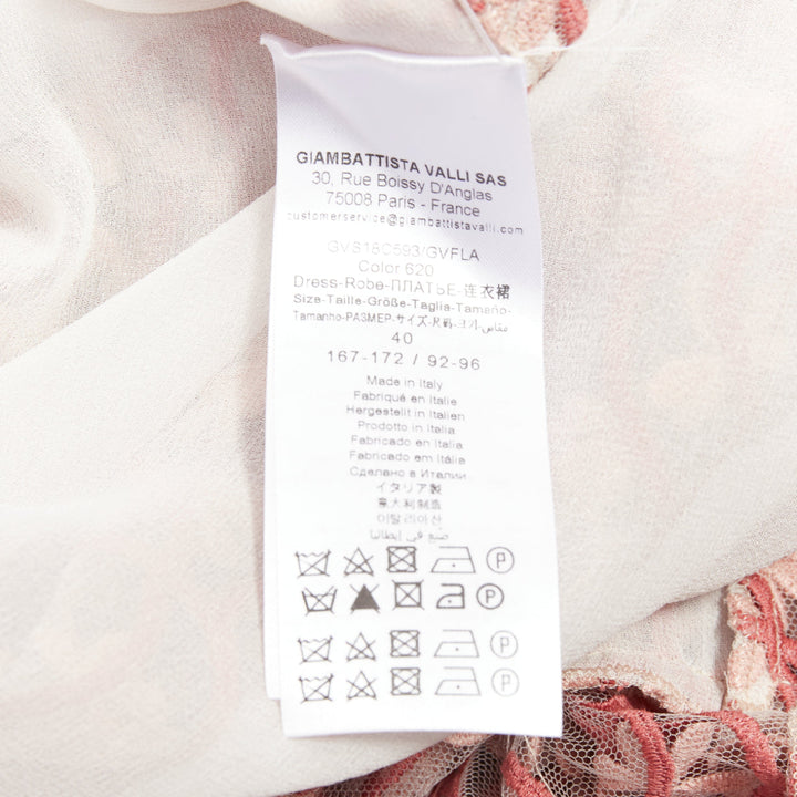 GIAMBATTISTA VALLI pink white petal embroidered treillage sheer top IT40 S