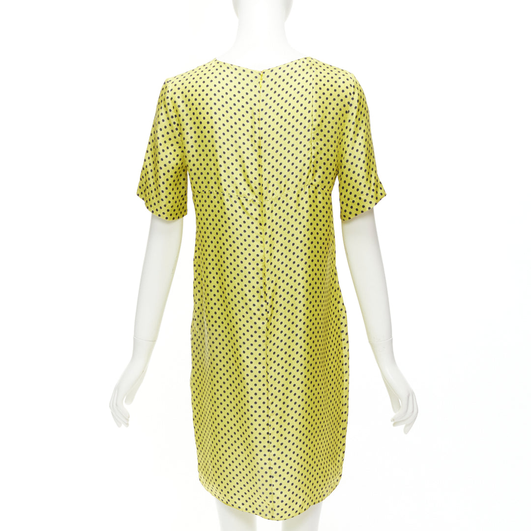 MARNI 100% silk yellow black polka dot asymmetric panels dress IT42 M