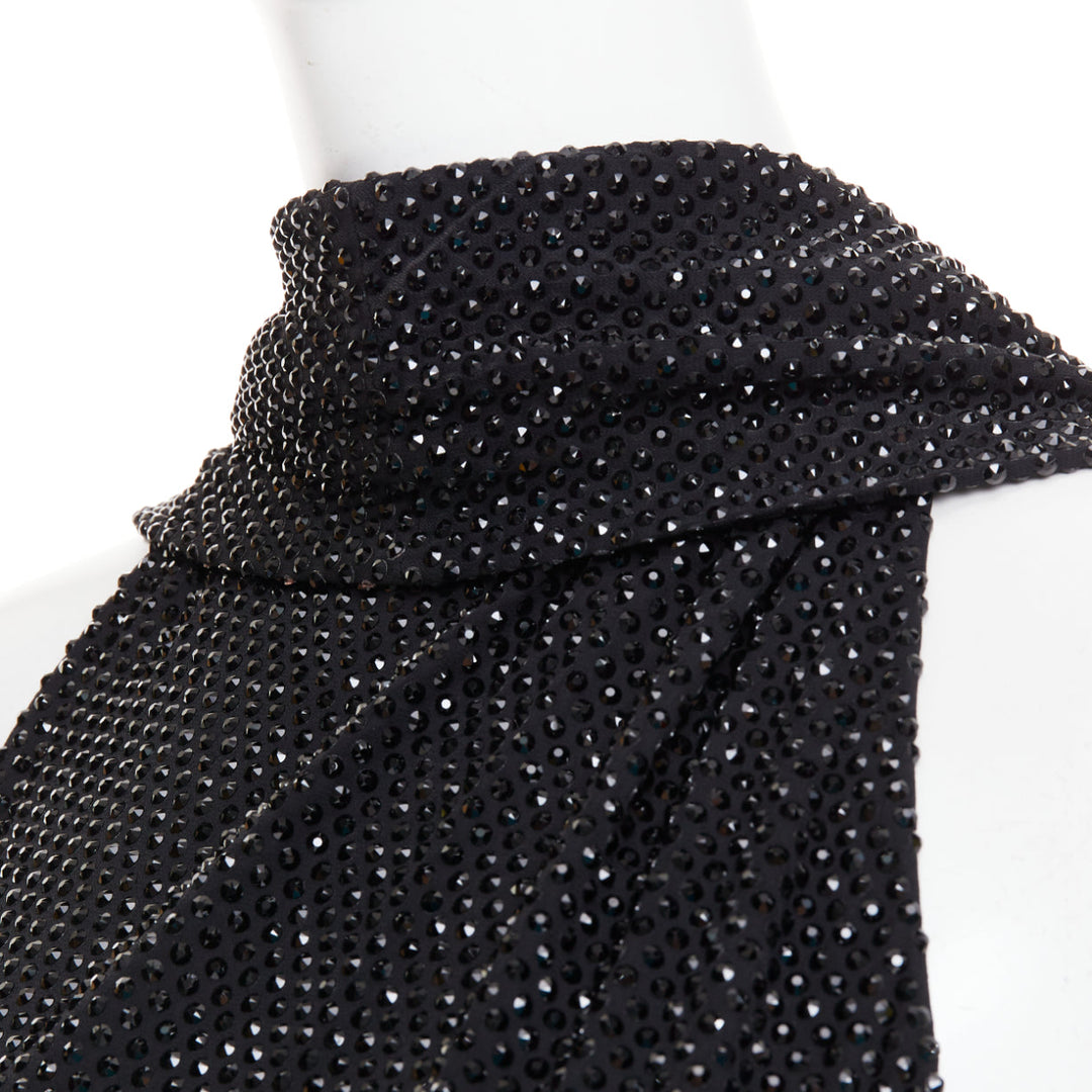 rare ALEXANDRE VAUTHIER COUTURE SS2020 Runway black strass crystal drape gown