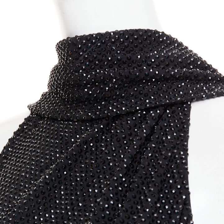 rare ALEXANDRE VAUTHIER COUTURE SS2020 Runway black strass crystal drape gown