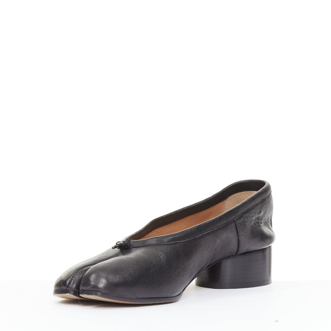 MAISON MARGIELA 2024 Tabi Ballerina 30mm black split toe cylinder heel pump EU39