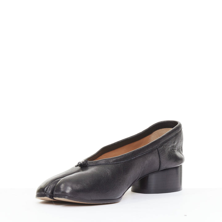 MAISON MARGIELA 2024 Tabi Ballerina 30mm black split toe cylinder heel pump EU39
