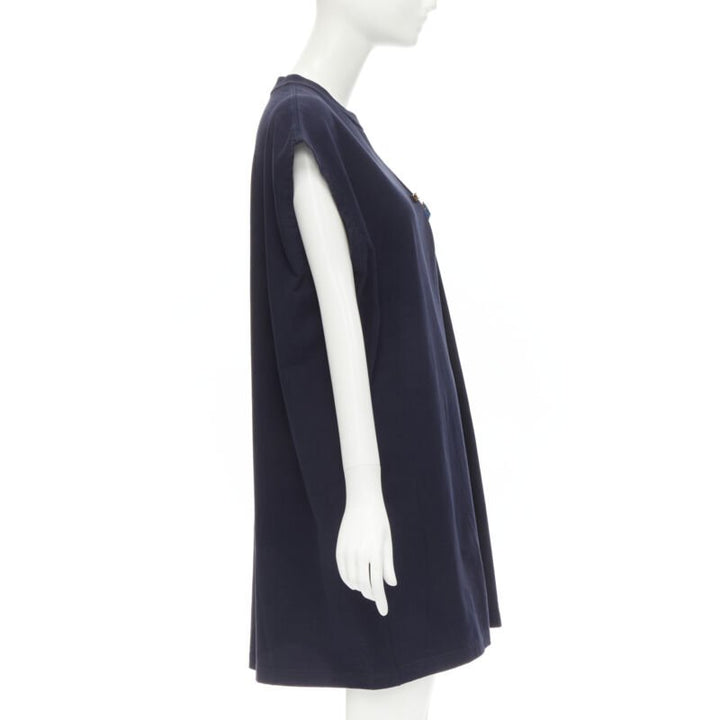 ACNE STUDIOS navy blue cotton jewel pin pinched oversized casual dress XS