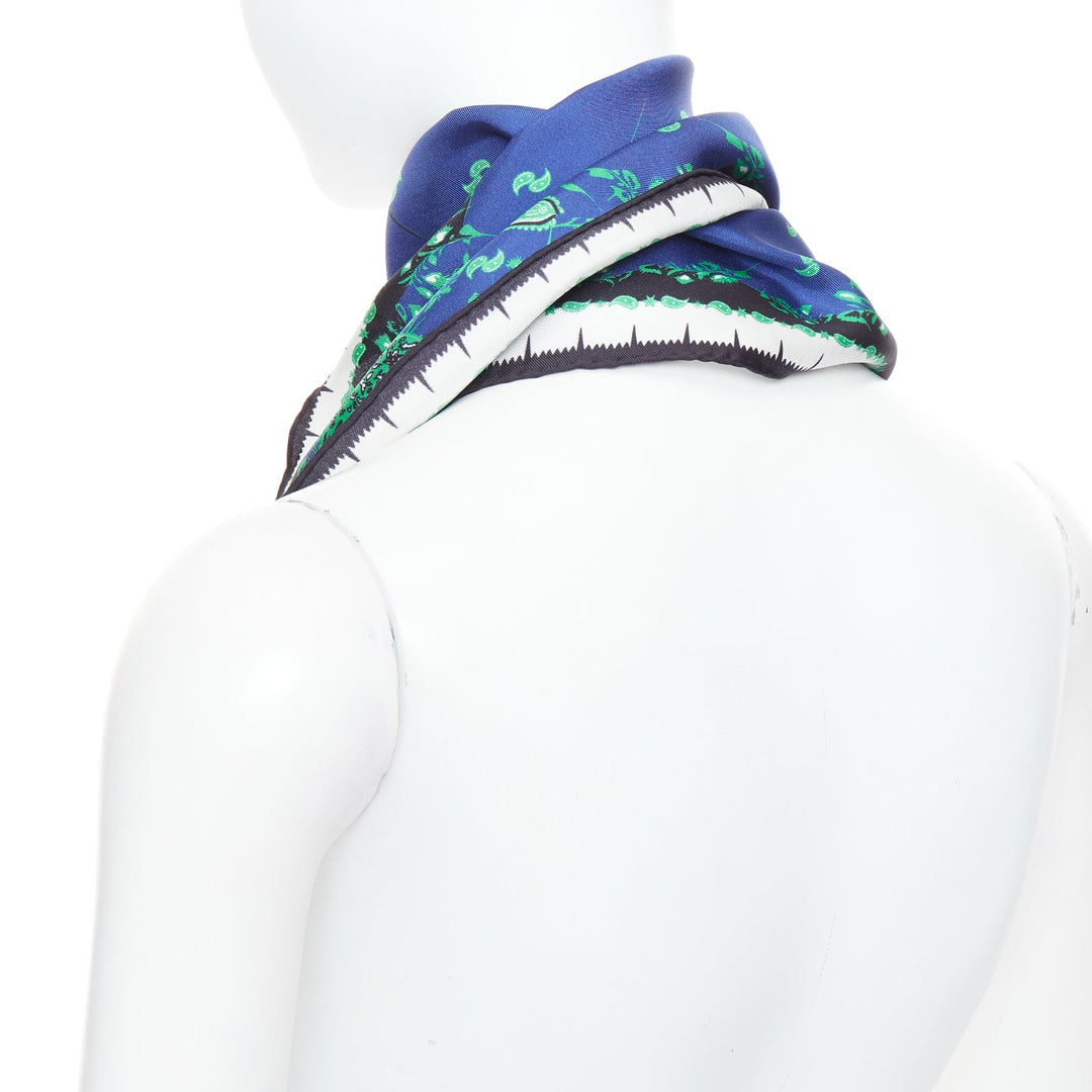 HAIDER ACKERMANN 2017 Runway blue green paisley print triangle scarf