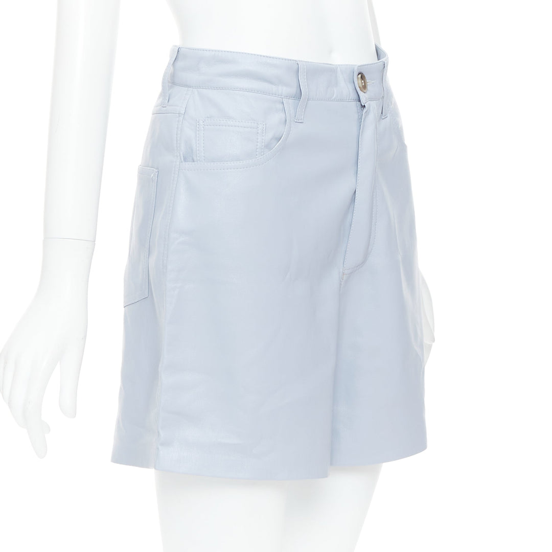 NANUSHKA powder blue vegan leather high waist shorts S