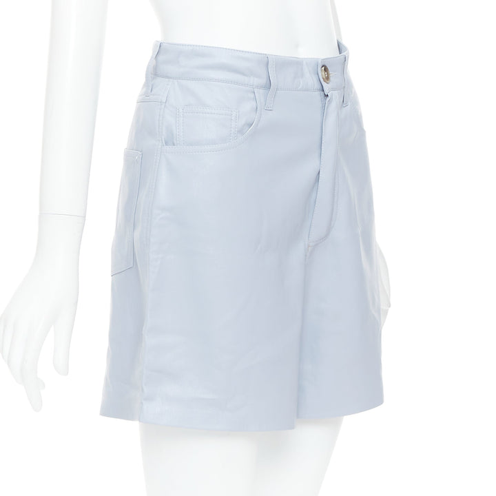 NANUSHKA powder blue vegan leather high waist shorts S