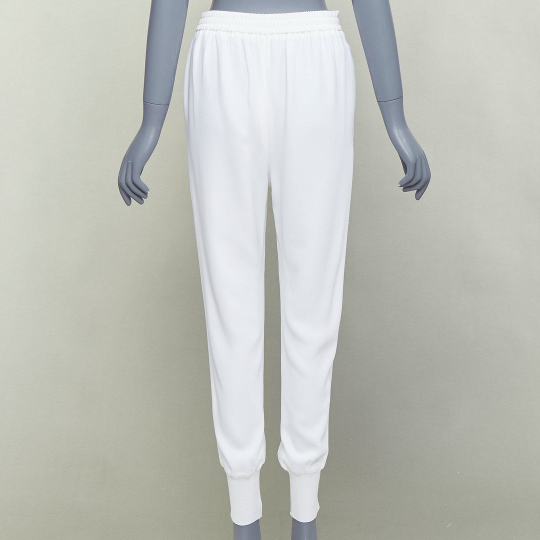STELLA MCCARTNEY 2019 cream viscose blend minimal jogger pants IT36 XXS