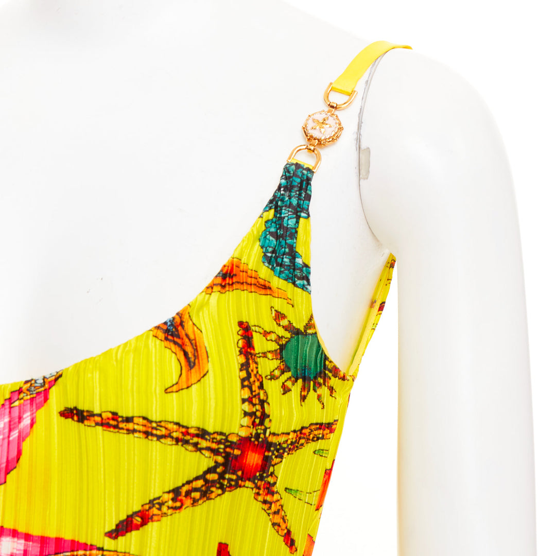 VERSACE 2021 Runway Tresor de la Mer starfish print plisse dress M