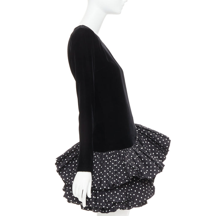 ALEXANDRE VAUTHIER AW2023 Runway black velvet polka dot mini dress