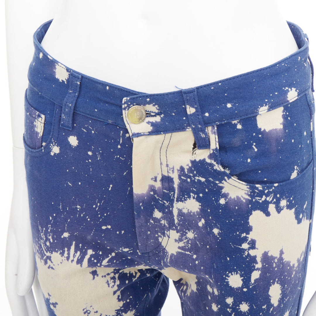 RAF SIMONS Sterling Ruby 2014 Limited blue splash bleach dye skinny jean IT44 XS