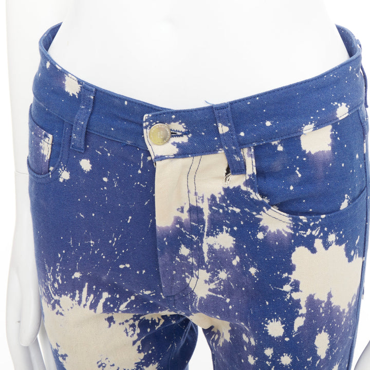 RAF SIMONS Sterling Ruby 2014 Limited blue splash bleach dye skinny jean IT44 XS