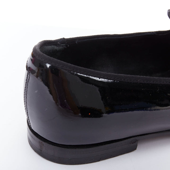 GUCCI Vintage black patent leather silver horsebit dress loafers UK7 EU41
