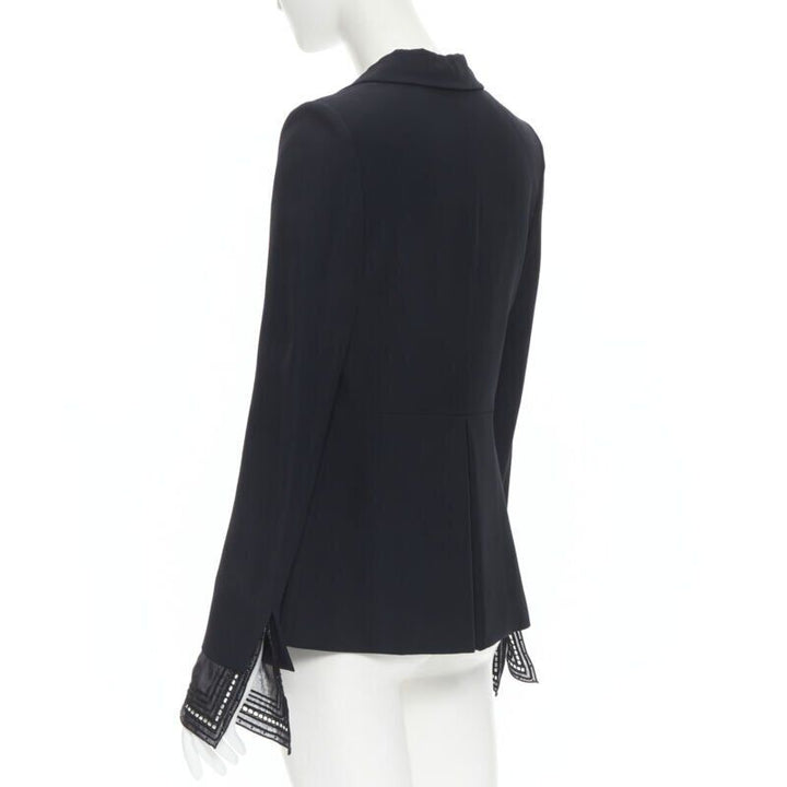 GIANFRANCO FERRE STUDIO sequins sheer layered cuff blazer skirt set IT42 M
