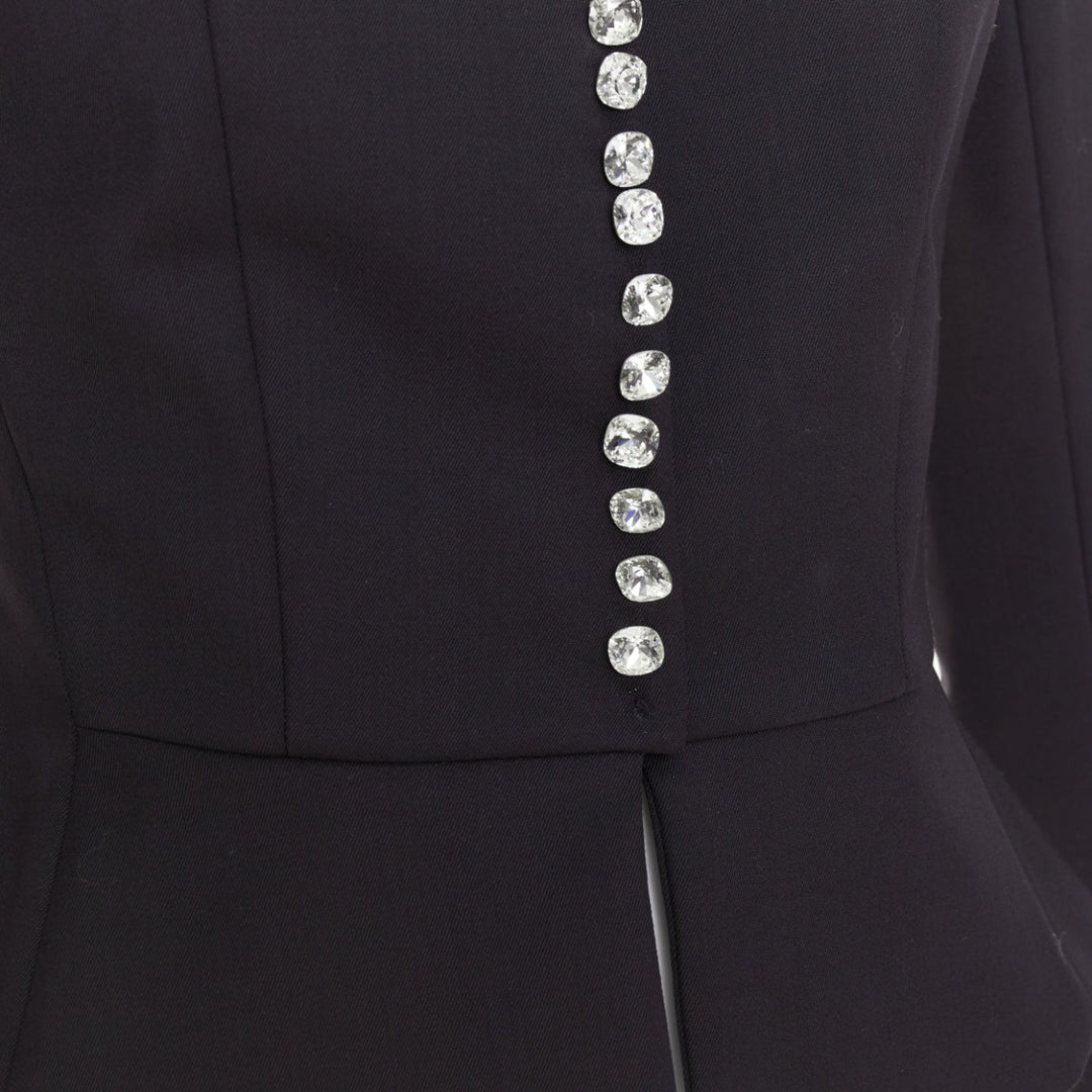 ALEXANDRE VAUTHIER COUTURE AW2018 Runway black crystal crop officer jacket FR36