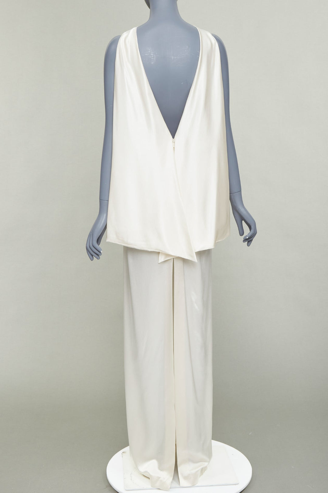 SAINT LAURENT 2022 Runway Bridal ivory silk satin draped empire gown FR34 XS