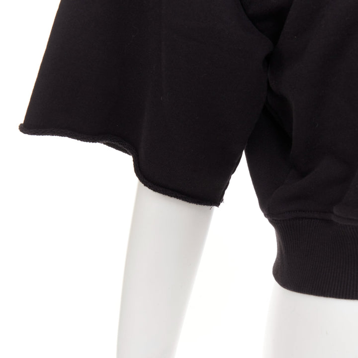 SAINT LAURENT 2016 black cotton vintage logo cropped boxy sweatshirt XS