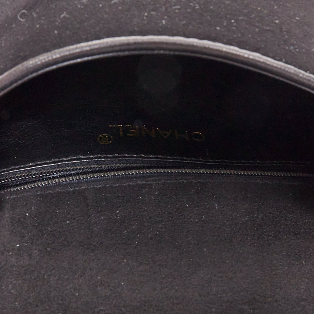 rare CHANEL 1990s Vintage black suede red Gripoix black gold chain crossbody bag