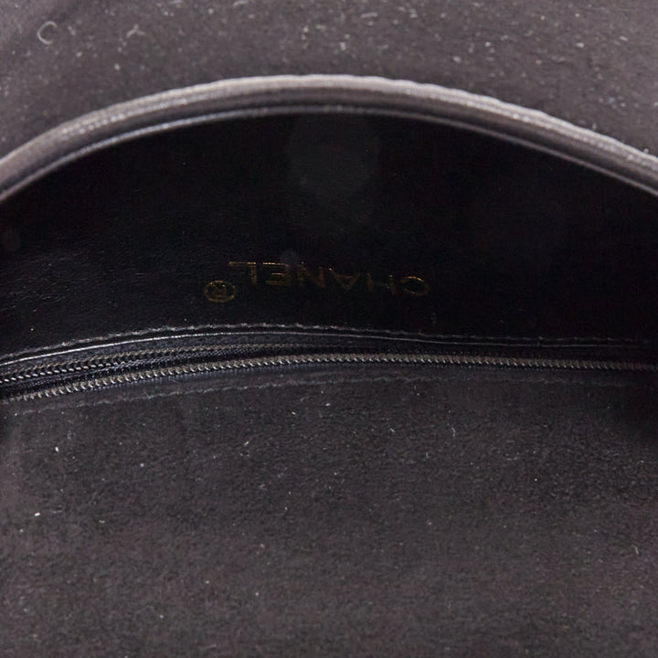 rare CHANEL 1990s Vintage black suede red Gripoix black gold chain crossbody bag