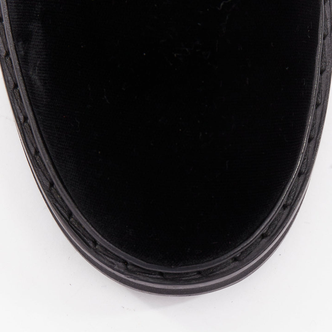 ROGER VIVIER 2020 Viv Rangers black velvet crystal buckle combat boots EU37.5