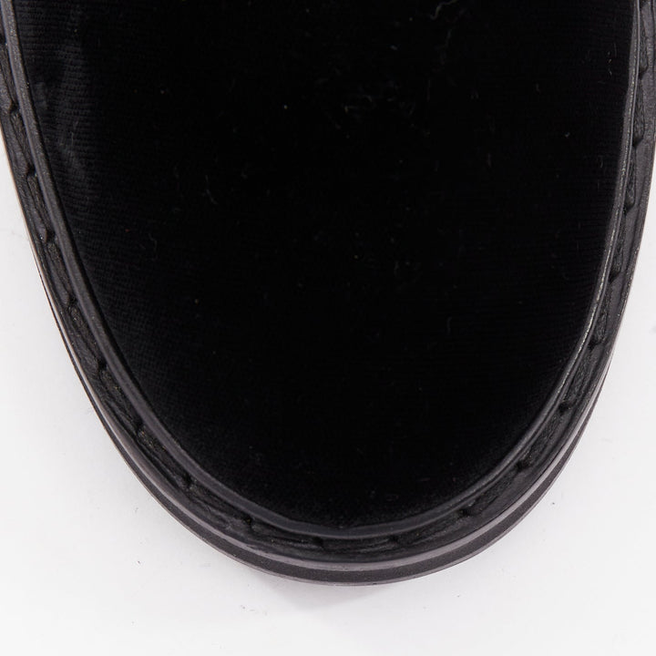 ROGER VIVIER 2020 Viv Rangers black velvet crystal buckle combat boots EU37.5
