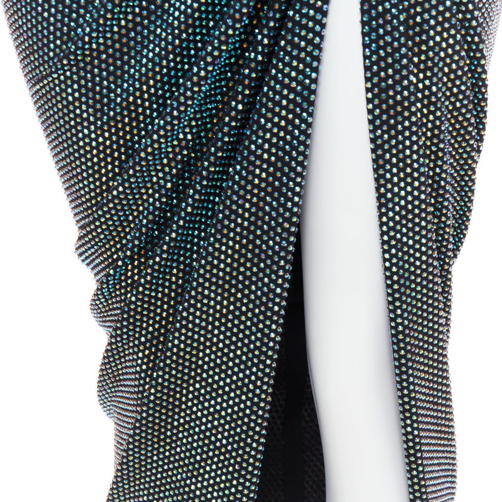 ALEXANDRE VAUTHIER 2021 blue black crystal bustier high slit strapless gown