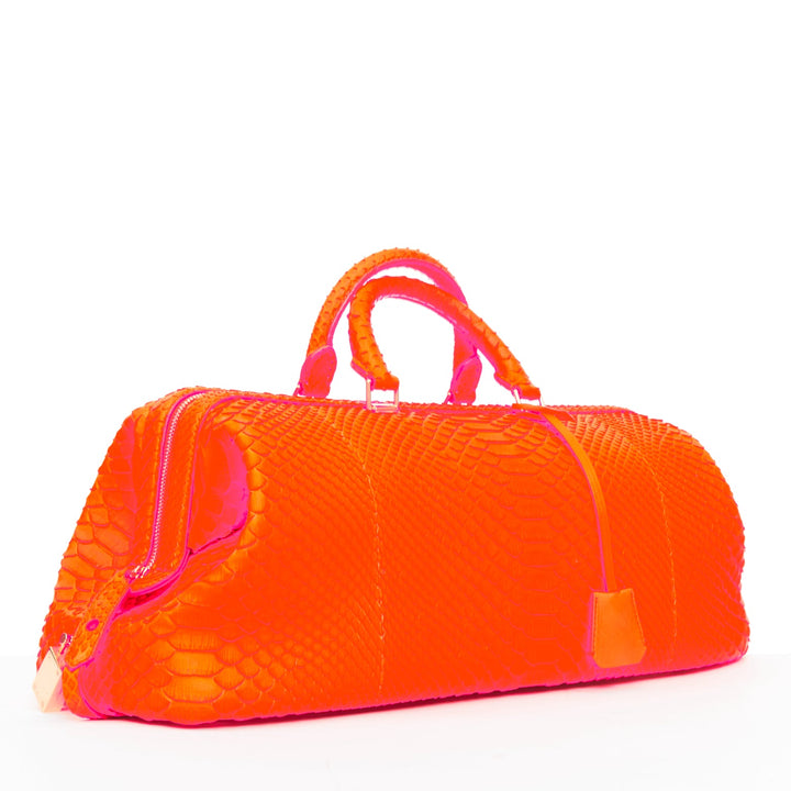 CELINE 2011 Runway Phoebe Philo I Need A Doctor neon orange matte python bag