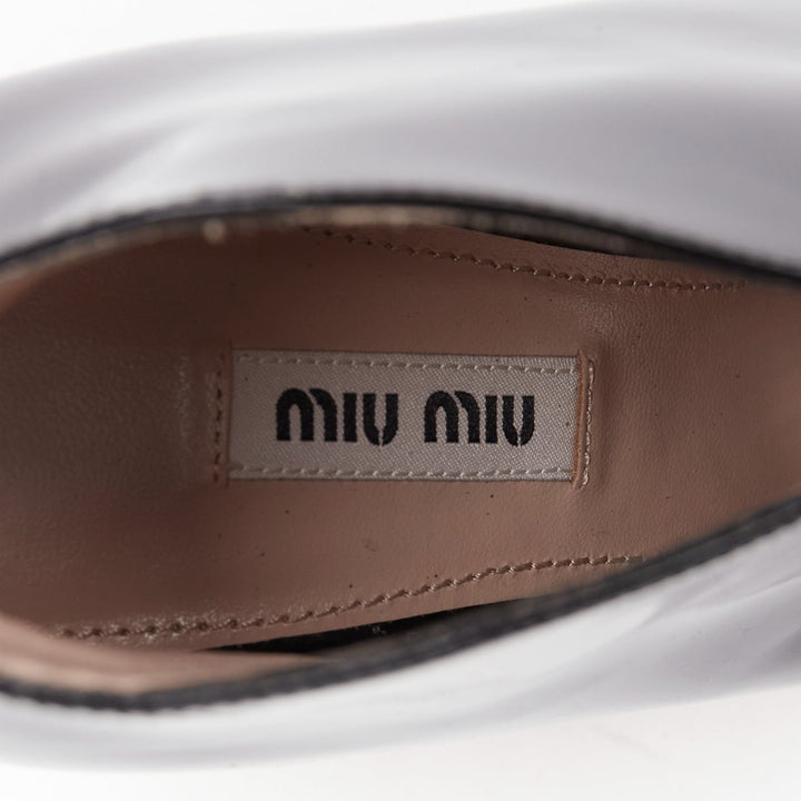 MIU MIU black patent leather low cut vamp ankle booties EU38