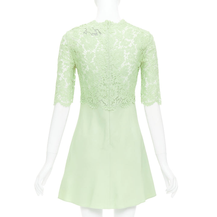 VALENTINO light green cotton blend lace bodice A line dress IT38 XS
