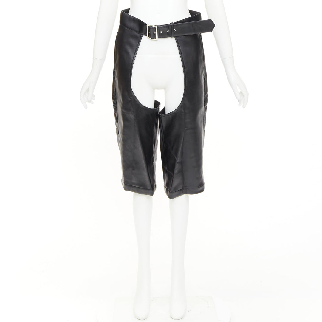 COMME DES GARCONS HOMME PLUS 2019 Runway faux leather cutout chaps shorts XS