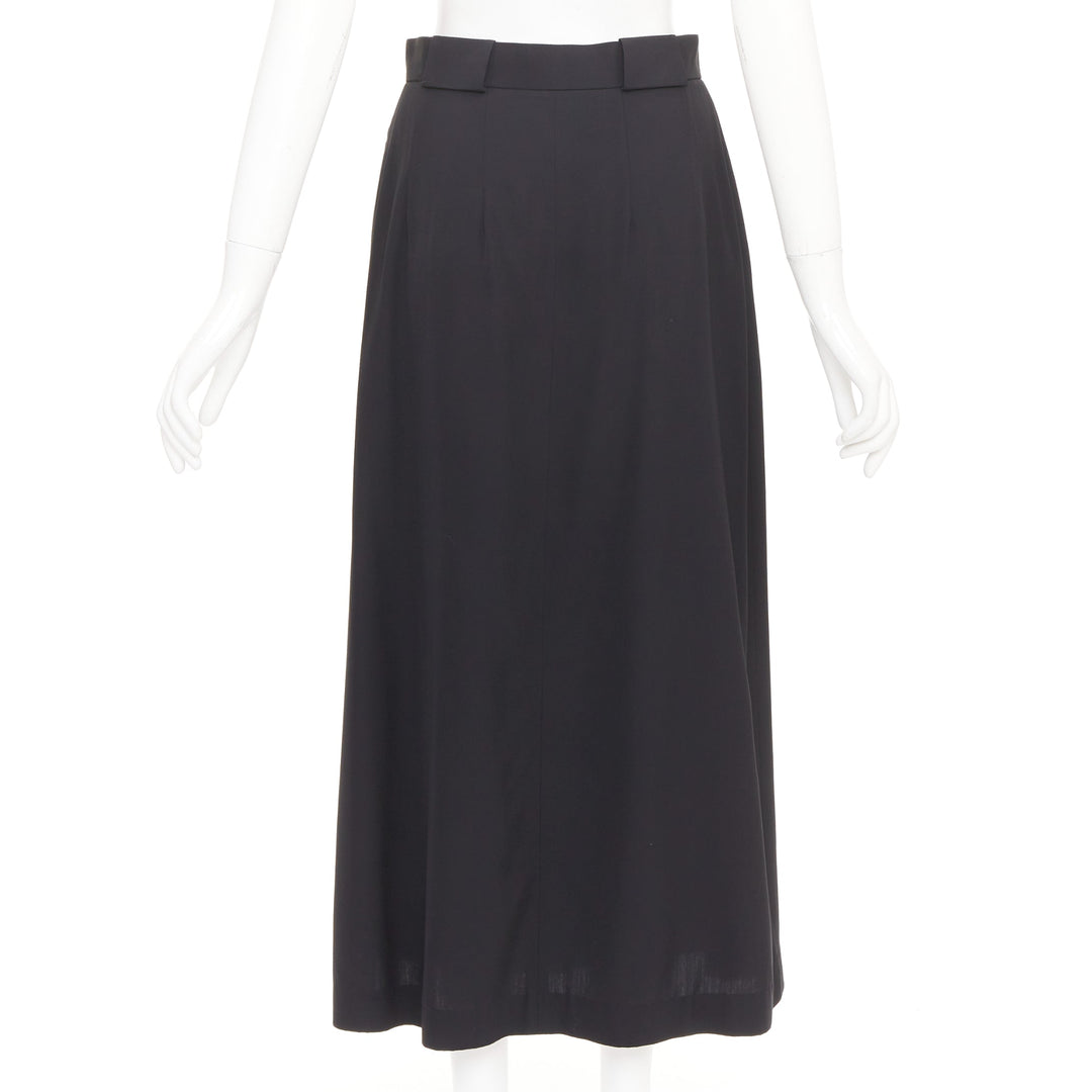 THE ROW black viscose pleated waist silk lined high waist midi skirt US0 XS